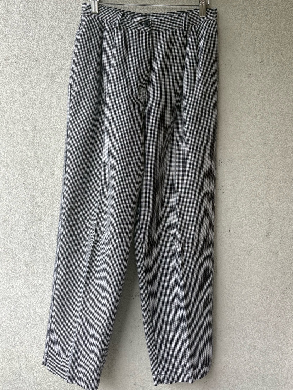 Vintage 90s Liz Claiborne Lizsport Gingham Pleated Trousers 8 Linen Cotton